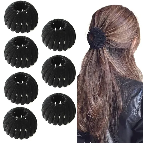Miniatura 9 de Pinza de pelo mágica de nido de pájaro, accesorio para hacer moños, para cabello grueso y fino, 4 Negro