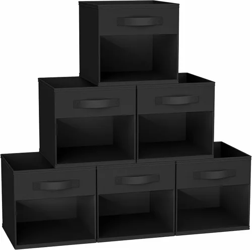 Miniatura 20 de DIMJ Cubo de almacenamiento, 6 paquetes de contenedores plegables con asas, contenedores de tela para organización, cubos organizadores