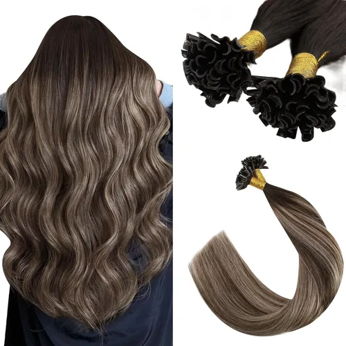 Miniatura 55 de Ugeat - Extensiones de cabello humano con microanillo, 14 pulgadas, extensiones de cabello Remy con microcuentas de 1 gm/hebra, 50 gms, extensiones