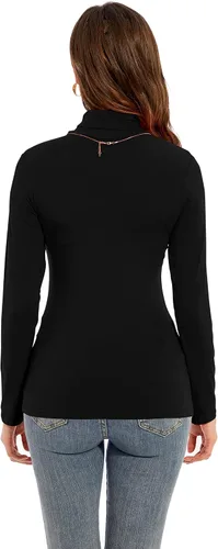 Miniatura 3 de YepClick Camiseta de manga larga con cuello alto para mujer casual ligera ajustada acogedora capa base