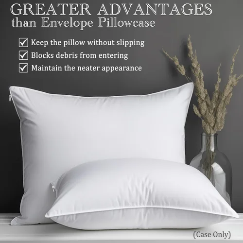 Miniatura 2 de Precoco Juego de fundas de almohada para niños pequeños, 2 fundas de almohada de algodón blanco de 14 x 19 pulgadas con diseño de cremallera para un