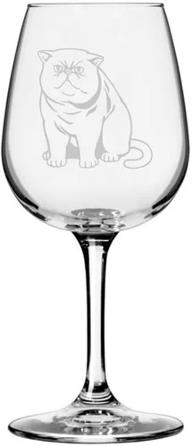 Miniatura 59 de Copa de vino de 12.75 onzas con temática de gato abisinio grabada para todo uso