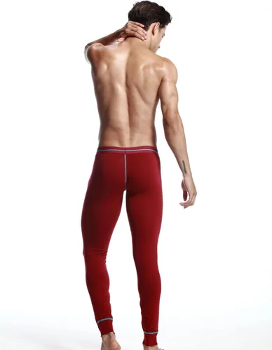 Miniatura 2 de SEOBEAN Low Rise Pantalones de ropa interior para hombre largo John algodón rojo oscuro 2276