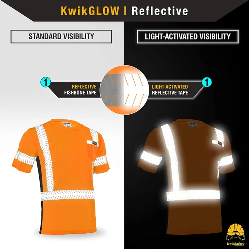 Miniatura 4 de KwikSafety - Charlotte, NC - Camisa de seguridad de manga corta para hombre renacentista [cinta reflectante de espina de pescado] Clase 2 ANSI OSHA