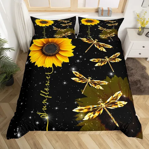 Miniatura 14 de Erosebridal Regalos de libélula para mujeres, funda de edredón de diente de león, mariposa y libélulas, juego de ropa de cama para mujeres y niñas