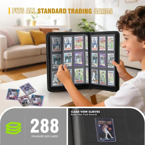 Miniatura 2 de Carpeta Top Loader para tarjetas coleccionables para deportes y tarjetas intercambiables, capacidad para 288 cargadores superiores de 3 x 4
