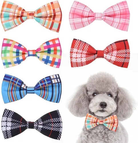 Miniatura 8 de PAWCHIE Corbatas de moño para perro de Halloween, 6 piezas, lindo collar de perro, accesorios de collar de aseo ajustable, pajaritas para perros