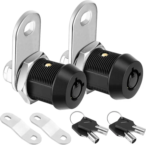 PTEROMY Paquete de 2 cerraduras de gabinete con llaves, cerradura tubular de leva resistente de 5/8 pulgadas para cerraduras de almacenamiento de