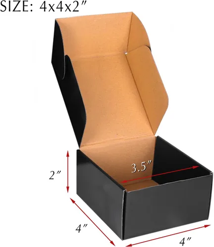 Miniatura 2 de Cajas de cartón negro de 4 x 4 x 2, paquete de 30 cajas de envío pequeñas para correo de pequeñas empresas, embalaje corrugado