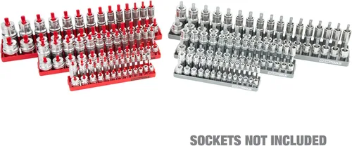 Miniatura 2 de OEMTOOLS 22413 Juego de 6 bandejas de enchufes SAE y métricos, almacenamiento de enchufes SAE y métrico para tamaños de 1/4", 3/8" y 1/2", soportes