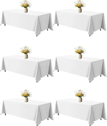 Miniatura 18 de Niuara Mantel de Mesa Rectangular Negro - Paquete de 6, 60" × 84" Mantel de Tela Lavable para Mesas de 5 Pies, Resistente a las Arrugas y a Prueba