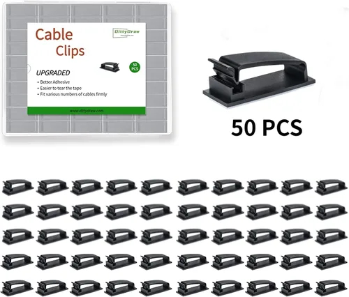 Miniatura 6 de Clips para cables, 50 unidades, clips autoadhesivos para organizar cables, organizador de cables, soportes para cables para electrodomésticos, PC