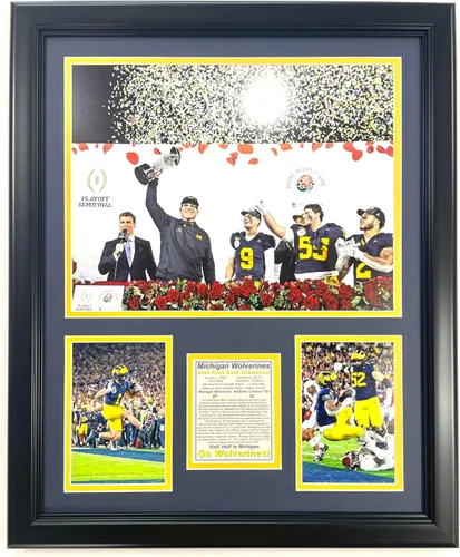 Miniatura 5 de Fútbol de Michigan Campeones Nacionales del CFP 2023 Collages de Fotos Enmarcadas con Doble Mate (30 cm x 38 cm, Mosaico)