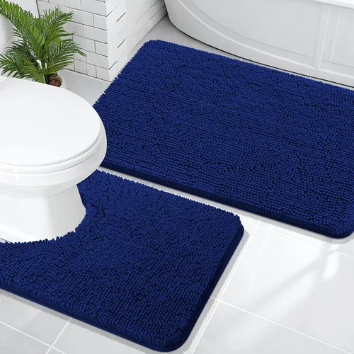 Miniatura 158 de OLANLY Juego de alfombras de baño de 2 piezas, alfombras de baño de chenilla suave y absorbente y alfombra de contorno en forma de U para inodoro