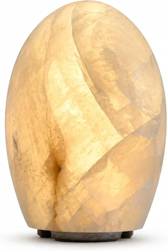 Lámpara de piedra de calcita natural, cristal sólido de 15 libras (15.4 lbs), lámpara de mesa única hecha a mano, brillo cálido y regulable,
