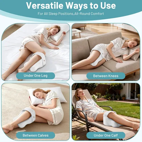 Miniatura 5 de Almohada de rodilla para personas que duermen de lado Alineación de columna vertebral y soporte de cadera con espuma viscoelástica ajustable