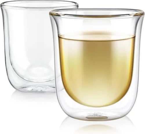 Teabloom Vasos aislados Tulip para té, espresso y otras bebidas, vidrio de doble pared resistente al calor que mantiene las bebidas calientes/frías,