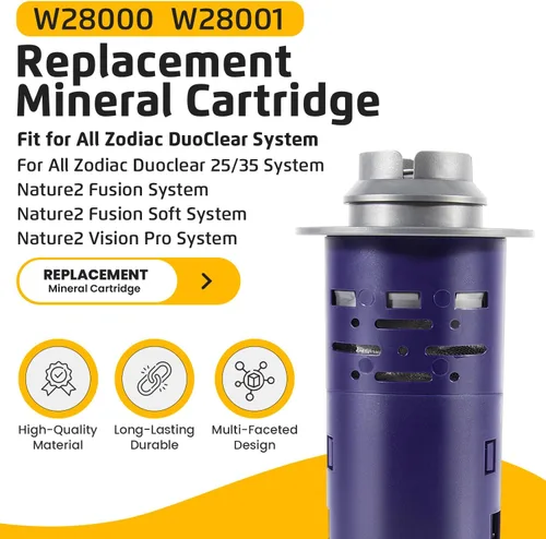 Miniatura 2 de Repuesto para cartuchos minerales Nature2 Duoclear 25 35 W28000 W28001 para todos los recipientes de piscina enterrados Zodiac Duoclear Fusion