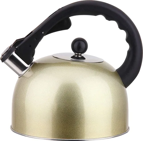 Miniatura 2 de YBM Home Hervidor de té silbante de acero inoxidable 3L con mango, compatible con inducción, color verde