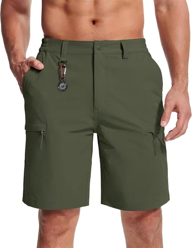 Miniatura 2 de MAGCOMSEN Pantalones cortos de senderismo para hombre, 5 bolsillos, resistentes al agua, antidesgarros, secado rápido, para exteriores, pantalones