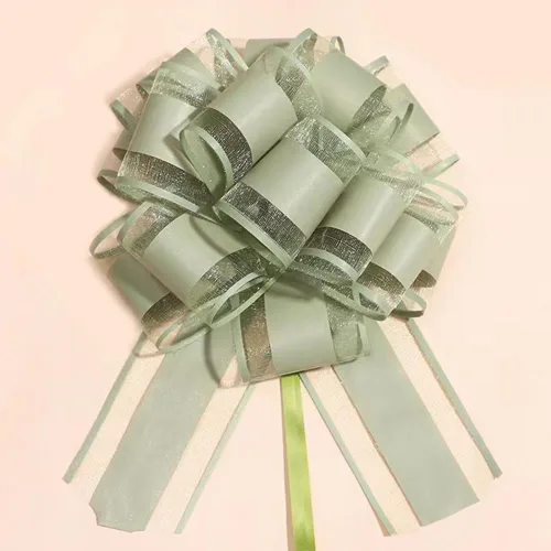 6 piezas de lazos de tirar, lazo de regalo verde frijol, 6 pulgadas, Navidad, fiesta, regalo de cumpleaños, boda, lazos de cinta para envolver cajas