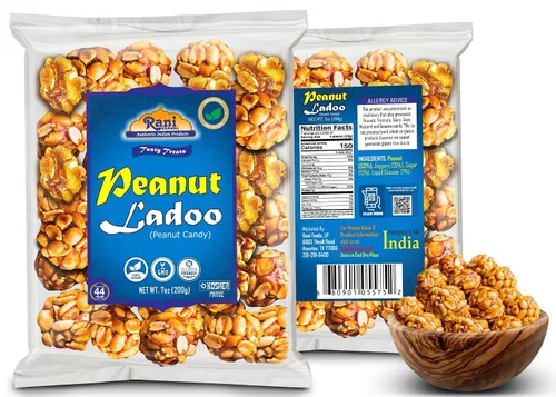 Miniatura 4 de Rani Peanut Ladoo (caramelo frágil de maní redondo) 7 onzas (7.05 oz) ~ Todo natural Vegano Sin colores Apto para gluten Kosher Origen