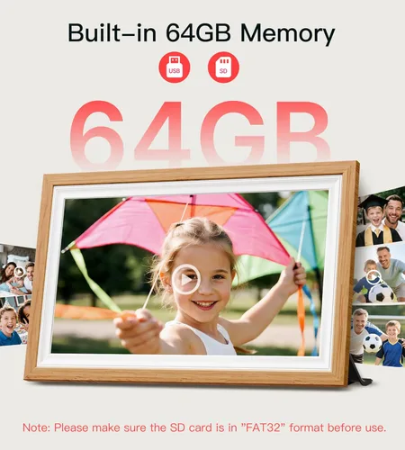 Miniatura 4 de Marco de fotos digital de 64 GB de 15.6 pulgadas, pantalla táctil IPS FHD de 1920 x 1080, marcos de fotos electrónicos WiFi, para compartir momentos