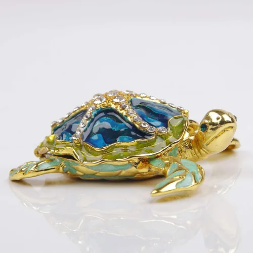 Miniatura 4 de Caja de joyería decorativa con bisagras en forma de tortuga marina, con figura de estrella de mar