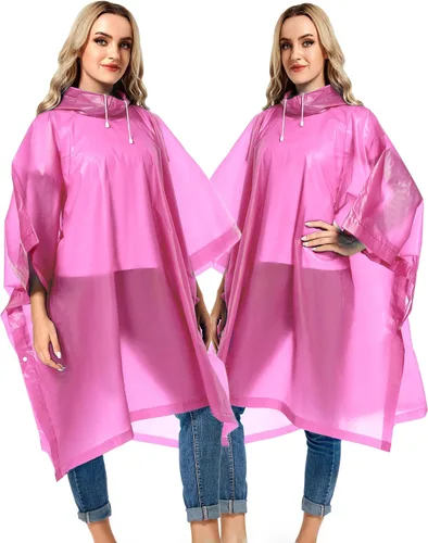 Miniatura 12 de Paquete de 2 ponchos de lluvia para adultos, reutilizables, impermeables, de supervivencia, emergencia, resistente, con capucha con cordón