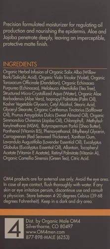 Miniatura 4 de Organic Male OM4 Aceitoso Paso 4: Complejo Hidratante Equalizante Sin Peso, Hidratante Orgánico y Natural para Piel Grasa (3.3 oz)