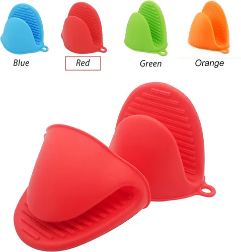 Miniatura 3 de 4 pares de mini guantes de silicona para horno, juegos de soportes para ollas para cocina, resistentes al calor, pequeños guantes antiquemaduras