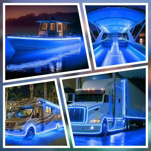 Miniatura 7 de SHUNLEE Tira de luz LED azul para barco de 20 pies, IP67 COB impermeable, luces LED de pontón marino, luces interiores de barco para pesca nocturna