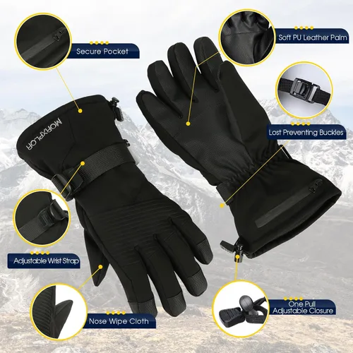 Miniatura 6 de Guantes de nieve de esquí de invierno para hombres y mujeres, impermeables, resistentes al viento, para pantalla táctil, guantes de snowboard