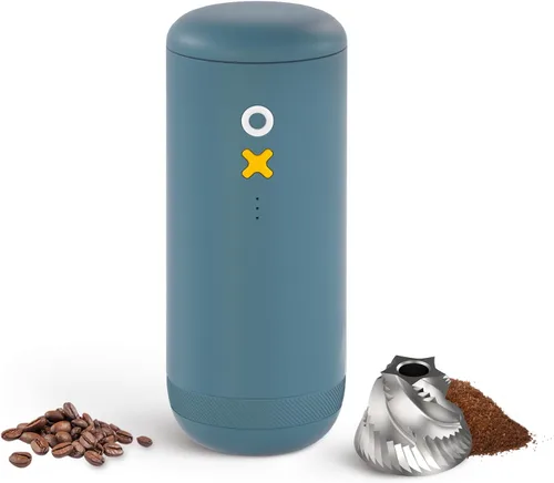 Nuttii Molinillo de Café de Rebabas – Eléctrico, Portátil, Pequeño, Silencioso, Mini Molinillo de Granos de Café Cónico Ajustable, 20 Azul marino