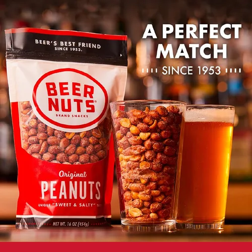 Miniatura 4 de BEER NUTS Original Peanuts - Nueces de barra dulces y saladas, sin gluten, kosher, bocadillos de maní bajos en sodio hechos en los Estados Unidos