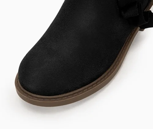 Miniatura 5 de Coutgo Botas de tobillo con volantes y cremallera lateral, tacón bajo grueso, sin cordones, botines Chelsea casuales