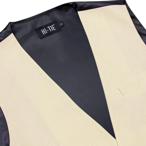 Miniatura 3 de Hi-Tie Chaleco de traje vintage para hombre, cuello a medida, cuello en V, un solo pecho, sin mangas, para boda, formal, baile de graduación