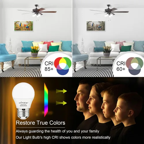 Miniatura 4 de comzler Bombilla LED A15 de 6 W, equivalente a 60 vatios, base de tornillo mediana E26, bombilla blanca fría de 5000 K, iluminación para el hogar