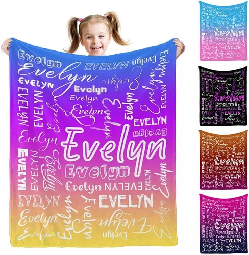 Miniatura 24 de Manta personalizada AOFUN con texto de nombre para adultos y niños, regalo para cumpleaños, boda, Día de San Valentín, 40x30 pulgadas, Estilo 1