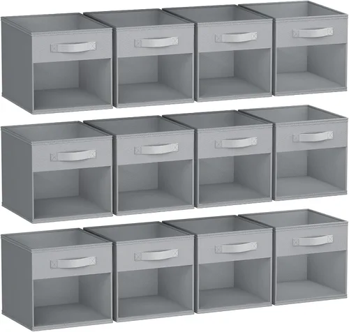 Miniatura 27 de DIMJ Cubo de almacenamiento, 6 paquetes de contenedores plegables con asas, contenedores de tela para organización, cubos organizadores