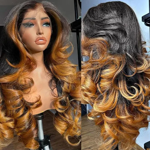 Miniatura 40 de BAIICS Pelucas de cabello humano rubio miel con encaje frontal transparente HD de 13 x 6 pulgadas, peluca frontal de encaje transparente HD 12A