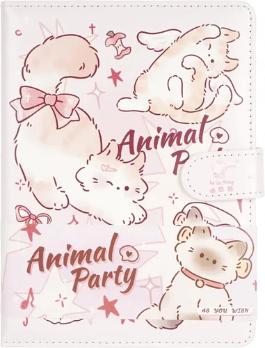 Miniatura 11 de Lindo cuaderno de dibujos animados kawaii, cuaderno de bocetos japonés con cubierta de cuero, cuaderno de notas, cuaderno de viaje, rosa claro