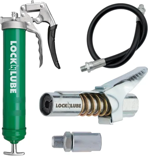LockNLube Pistola de Grasa de Servicio Pesado con Empuñadura de Pistola. Incluye nuestro acoplador de grasa patentado LockNLube® (¡Se Bloquea, Se