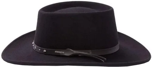 Miniatura 3 de Stetson Black Hawk Wool Felt Western Hat Crushable Gambler Crown