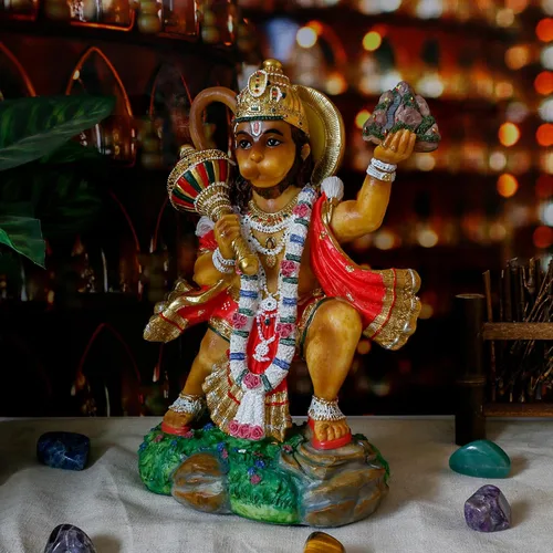 Miniatura 3 de alikiki Estatua de Hanuman volador de Dios hindú – 9.2 pulgadas de alto Jayanti Murti Pooja Diwali regalo para amigo indio, familia, altar puja