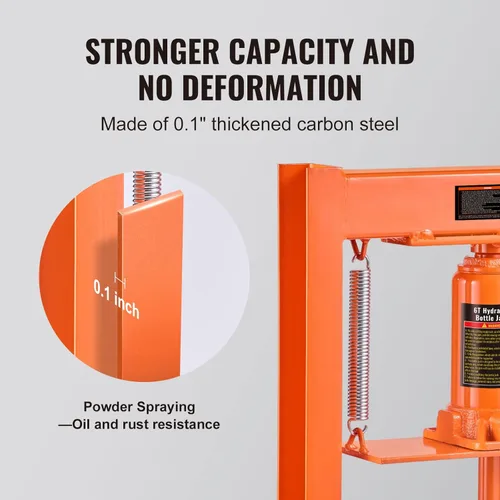Miniatura 6 de VEVOR, prensa hidráulica de taller, 6 toneladas/13000 libras, estructura en H, altura ajustable en 4 posiciones, con placas móviles