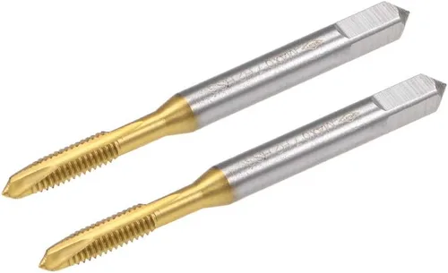 Miniatura 11 de uxcell Tapón de rosca de punta en espiral M2 x 0.4 rosca, roscas de tierra H2 3 flautas, acero de alta velocidad HSS 6542, recubierto de titanio