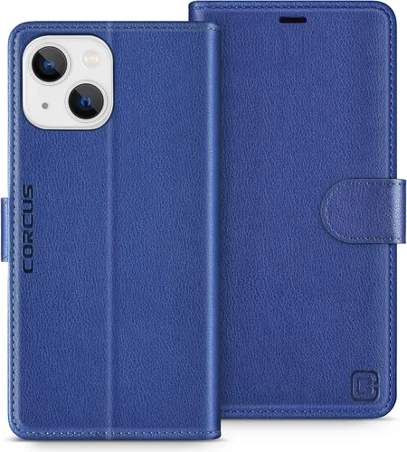 Miniatura 18 de Funda tipo cartera para iPhone 13 Pro Max de 6.7 pulgadas, con bloqueo RFID, tarjeteros, función atril, cierre magnético, de piel sintética, Coñac