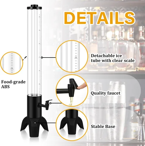 Miniatura 2 de Mumufy 6 juegos de 3 l dispensador de torre Mimosa Torre Mimosa con tubo de hielo, dispensadores de cerveza y margarita para fiestas, hogar, bar