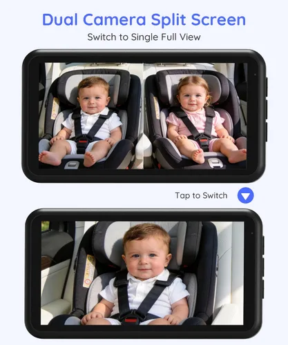 Miniatura 3 de LUCKVIEW BM2 PRO - Cámara doble para automóvil para bebé, pantalla HD 1080P de 5.2 pulgadas para asientos de automóvil orientados hacia atrás
